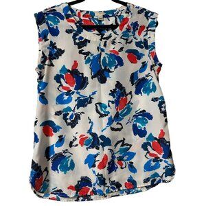 Sleeveless J.Crew Floral Print Blouse Top Size Small Scoop Neck